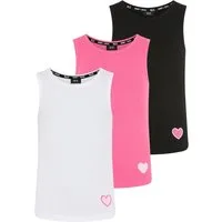 H.I.S Ripptanktop 3er Pack H.I.S Ripp-Tops mit Stickerei für Mädchen (Packung, 3-tlg., 3) für Mädchen, ärmelloses Design, aus Baumwolle, elastische Rippware