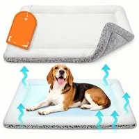 Ledander Hundematte Kühlmatte für Hunde, selbsterwärmendes Katzenbett, wendbares Design., Warm im Winter und kühl im Sommer,Thermo / Hundekissen / kühlend