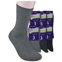 Die Sockenbude Diabetikersocken THERMO (Bund, 6-Paar, grau schwarz) Diabetikersocken ohne einengenden Bund ohne Gummi