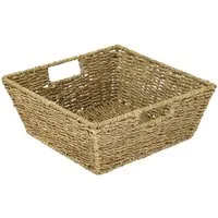 HMF Aufbewahrungskorb Geschenkkorb leer, Aufbewahrungskorb, geflochten aus Seegras, Rechteckig, 30 x 30 x 12 cm