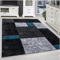 SIMPEX24 Teppich Kariert Design, Läufer, Höhe: 13 mm, Designer Wohnzimmer Teppich Kurzflor Konturenschnitt Kariert Design