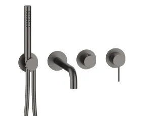 Herzbach MODUL7 Hebelmischer-Farbset 2 Verbraucher Auslauf Black Steel, 70.702012.1.40 70.702012.1.40