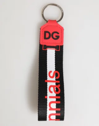 Rot Weiß DG Logo Polyester Messing Halter Schlüsselanhänger Schlüsselring