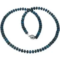 Bella Carina Perlenkette Edelstein Kette mit blauen Jaspis Perlen Magnetverschluss