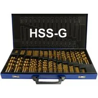 PeTools Metallbohrer Spiral-Bohrer 230 tlg. HSS-G 1-13mm TiN (500) Kreuzschliff DIN1412C, (230-tlg), HSS-G Qualität, titannitridbeschichtet, Kreuzanschliff nach DIN1412C