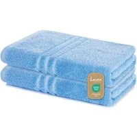 Lavea Duschtuch Elena Frottee Duschtücher Set 70x140 cm Handtücher, 100% Baumwolle (2er Set), Dusch-Handtuch, 500 g/m² Frottier, weich & saugstark, pflegeleicht