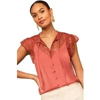 Love & Roses Kurzarmbluse Love & Roses Bluse mit Boudoir-Spitze, Regular (1-tlg)
