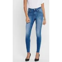 ONLY Ankle-Jeans ONLBLUSH – Ankle-Jeans mit offenen Säumen für moderne Looks Abriebeffekte, modisch, skinny fit, Rundhals, regular fit