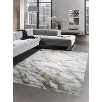 Carpetia Teppich Teppich modern Wohnzimmerteppich Marmor Optik in creme grau gold, rechteckig, Höhe: 12 mm