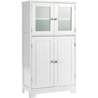 COSTWAY Mehrzweckschrank 4-türig, mit verstellbarem Regal,58 x 30 x 109cm
