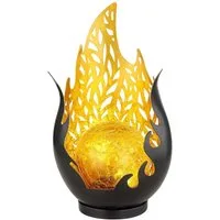 GLOBO LIGHTING LED Solarleuchte, LED-Leuchtmittel fest verbaut, Warmweiß, Gartendeko Solarlampen für Außen Outdoor Balkon Deko schwarz gold