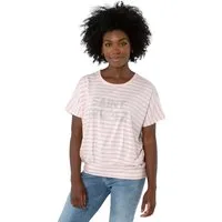 Gio Milano Rundhalsshirt G30-1206, "Saint Tropez" mit Streifen und Strasssteinen Strassbesatz, Faltenlook am eng anliegenden Saum