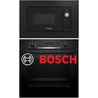 BOSCH Backofen-Set Einbaubackofen-Mikrowelle-Set 71 Liter 3D Heißluft Hydrolyse Schwarz, mit Nachrüstbar, Hydrolyse
