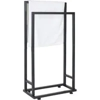 relaxdays Handtuchständer 2 Stangen Metall, schwarz