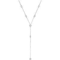 Hey Happiness Y-Kette mit Herzen & Zirkonia, Lasso-Halskette, Vergoldete Y-Kette für Damen, 925 Silber