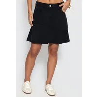 SASSYCLASSY Minirock Jeans Rock mit Volant für Damen Low Waist Denim Rock mit dekorativer Naht Schwarz Khaki Burgundy