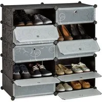 relaxdays Schuhschrank mit 10 Fächern (85-St) schwarz