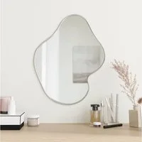 furnicato Wandspiegel 50 x 40 cm Silber mit Glas und PVC-Rahmen (1-St), Stabile Glasspiegel-Variante mit 4 mm Stärke für das Badezimmer