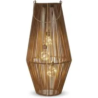 formano LED Laterne Solarlaterne Außen Garten große Rattan Look Laterne 3 LED Birnen 55 cm, LED fest integriert