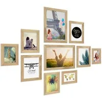 PHOTOLINI Bilderrahmen 10er Set breite Rahmen in verschiedenen Formaten für Einzelbilder, für 10 Bilder (10er Set), MDF Holz, Acrylglas & Zubehör, Formate 10x15 bis A4 / 21x30 cm