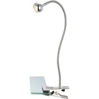 GLOBO LIGHTING Klemmleuchte, LED-Leuchtmittel fest verbaut, Warmweiß, LED Schreib Tisch Lampe Ess Zimmer Lese Klemm Leuchte Chrom Flexo Spot