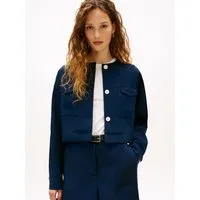 Tommy Hilfiger Kurzblazer TAILORED UTILITY CROPPED JACKET Boxy Fit, ohne Kragen