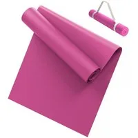 LILENO SPORTS Yogamatte Gymnastikmatte 180x60 cm inkl. Tragegurt, rutschfeste Fitnessmatte (1er Set mit Tragegurt, Einzelprodukt), Sport und Yogamatte pink für indoor und outdoor, 4 mm Dicke