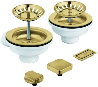 GROHE Spülen-Ablaufgarnitur 40998 2 Becken mit Exzenter cool sunrise gebürstet, 40998GN0 40998GN0