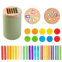CLTYQ Lernspielzeug 3-in-1 Montessori Spielzeug,Holz Sortier & Stapelspielzeug, sensorisches Spielzeug zum Zählen von Farben, Lernaktivitäten