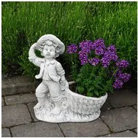 gartendekoparadies.de Pflanzkübel Junge mit Blütentopf Pflanzgefäß, H. 40 cm, 1 Liter, 10 kg, Frostsicher