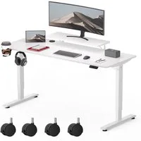 SANODESK Schreibtisch Elektrisch höhenverstellbarer Schreibtisch, Ergonomisches Design, 140/120 cm Breit, 60 cm Tief