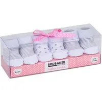BRUBAKER Socken Babysocken für Mädchen 0-12 Monate (3-Paar, Baumwollsocken mit Dreiecken und Streifen) Baby Geschenkset für Neugeborene in Geschenkverpackung mit Schleife