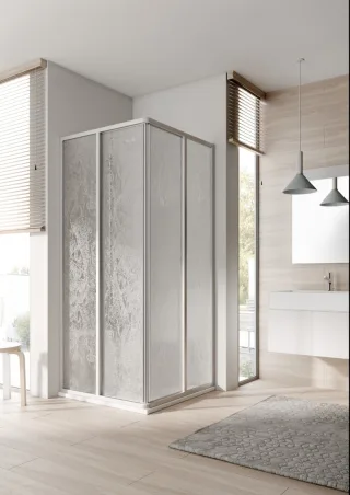 Kermi Eck-Halbteil Nova 2000 ED2 0700x1850, weiss, Kunstglas Kerolan Fontana, N2ED20701821K N2ED20701821K