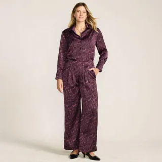 Gemusterte Satinhose für Damen in Petite-Größe, Damen, size: petite, Lila, Polyester, by Lands' End