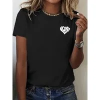 RMK T-Shirt Damen Shirt Top Sommer Basic Rundhals Love Herz
