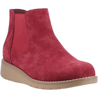 Hush Puppies Leonie Wildleder Damen Burgunder Flach Chelsea Stiefel