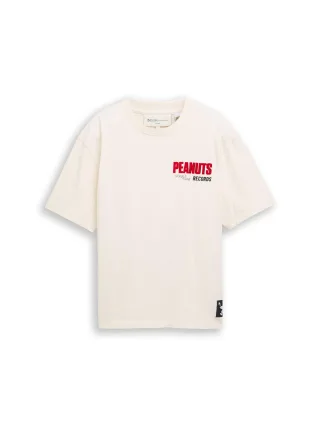 Denim Tom Tailor - Relaxed Fit T-Shirt mit Snoopy-Print gardenia white - Gr. - L