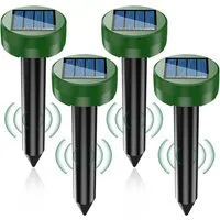 FELIXLEO Ultraschall-Tierabwehr Solar Maulwurfschreck Wühlmausschreck Garten, 4-tlg.