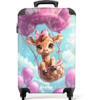 NoBoringSuitcases.com© Kinderkoffer Giraffe - Heißluftballon - Niedlich 55x35x20cm, 4 Rollen, Reisetasche mit Rollen, Koffer Handgepäck Flugzeug
