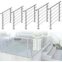 AICA Treppengeländer Edelstahl Material Handläufe 3/5 guardrails Treppe Geländer 80-240 cm, 80 cm Länge, Packung, 5-tlg., 201 Edelstahl, Starke Qualität, Verstellbarer Winkel