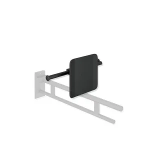 Hewi System 900 Rückenstütze 900.51.90860CV Edelstahl pulverbeschichtet schwarz matt, Polyamid matt schwarz, links