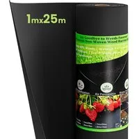 OUNUO Unkrautvlies Gartenvlies 100g/m² mit Erdanker Wasserdurchlässig 1m breit, 1m x 25m mit 50 Erdanker