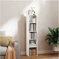 HOMCOM Bücherregal freistehendes Standregal mit verstellbaren Regalböden, Aktenregal für Wohnzimmer, Schlafzimmer, Büro 1-tlg., 30 x 24 x 133,5 cm, weiß