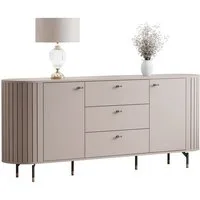 yourhouse24 Sideboard LINNEA 190cm 2D3S Runde Ecken Lamellen Kaschmir/Schwarz