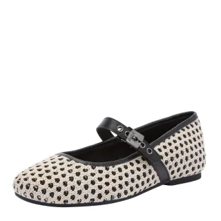 scholl - Ballerinas mit Spange beige/schwarz - Gr. - 37