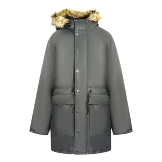 Fred Perry gepolsterte gewachste Baumwolle mit Kapuze Schwarz Parka Jacke
