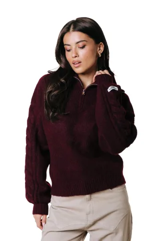 colourful rebel - Luna Zip Sweater Bordeaux - Gr. - S