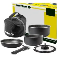 BRUNNER Topf-Set BRUNNER Camping Topfset PIRATE Vacublock Leicht, Stapelbar, Alu, (5-tlg)