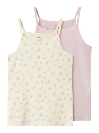 NAME IT - NKFSTRAP TOP 2P FLOWER NOOS turtledove - Gr. - 128