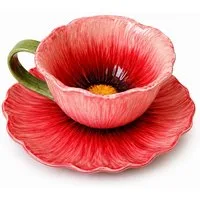 R2 Invest Tasse Kaffeetasse mit Untertasse Elegante Tassen mit floralem Design, 2-tlg.